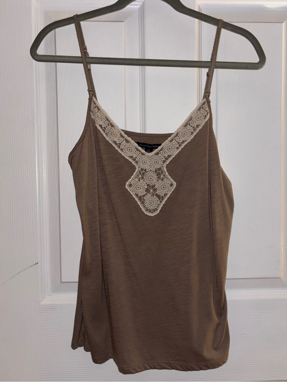 Vintage light brown American Eagle Tank Top with Crochet Trim (NWT)